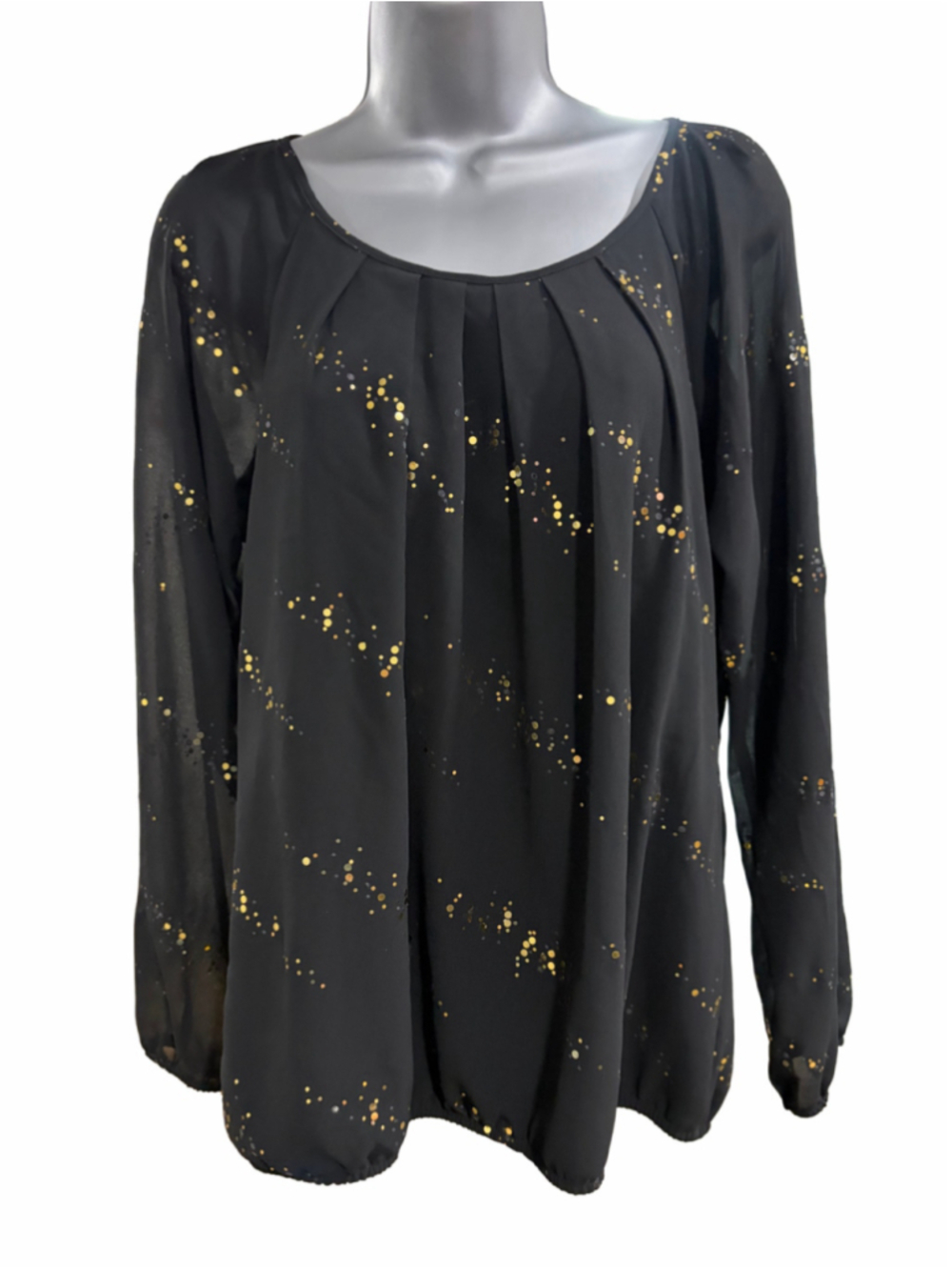 Women's NY Collection Black and Gold Blouse, Size M